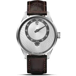 Meister Singer Edition Panthero Jumping Hour Guillochage - Silber, Schweizer Automatikwerk Herrenuhr ED-PTJHG901