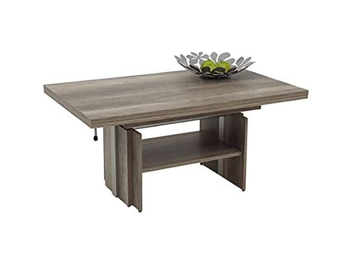 Hela Tische, Couchtisch Wohnzimmertisch Jerome, Holzwerkstoff melaminbeschichtet, Wildeiche, ausziehbar 110-177cm, höhenverstellbar mit Lift 53-69cm