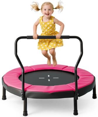 Costway 40 Inch Trampoline for Kids Indoor Outdoor Fitness Trampoline-Pink
