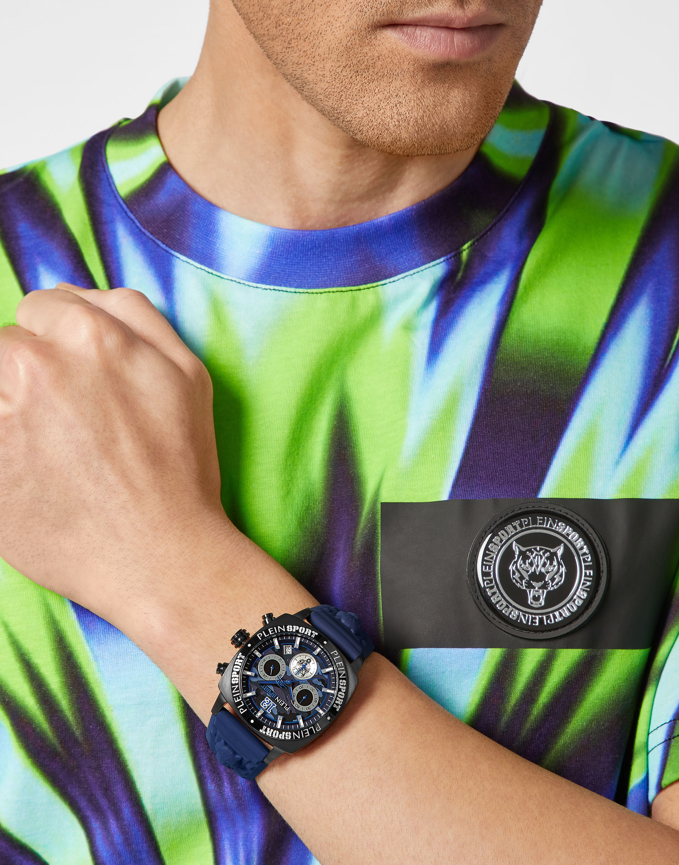 Luxusuhr PLEIN SPORT "Wildcat Chrono", blau (24, navy, 24, navy), Armbanduhren, Herren, 24 / navy