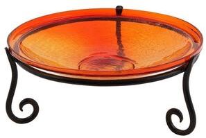 Achla Designs Reflective Crackle Glass Birdbath Bowl With Short Stand II, 14 Inch Diameter, Cobalt Blue