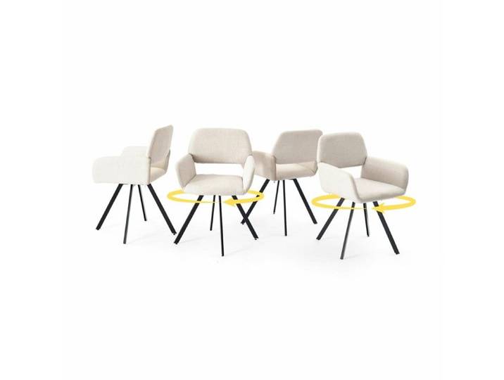 URBAN MEUBLE - Lot de 4 - Chaises de salle à manger - Rotation 360° - Daim beige - Scandinave
