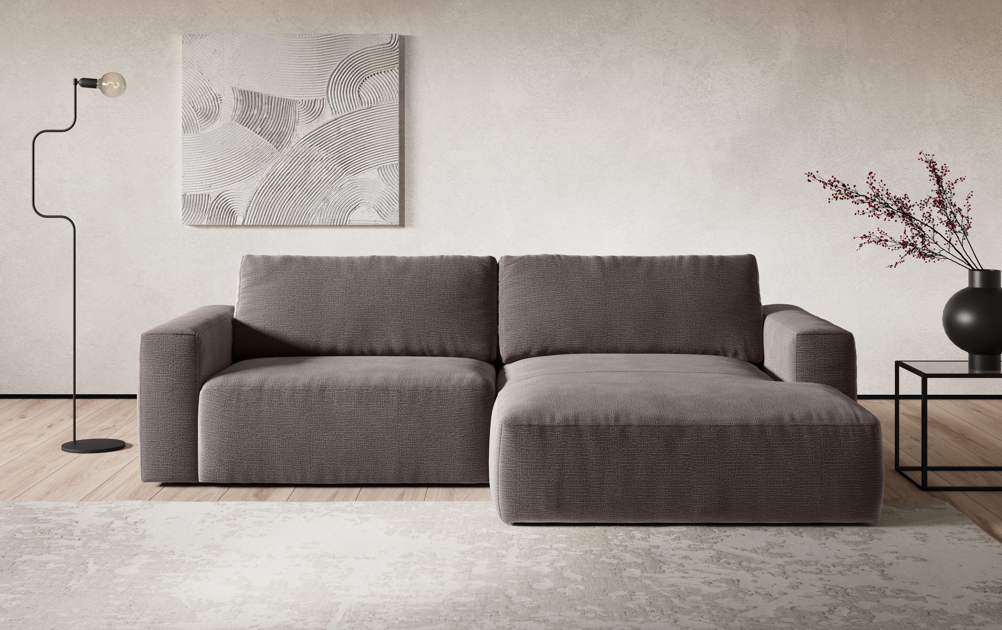 Ecksofa COTTA "Lasso L-Form, B: 288 cm, XL Sofa, Top Modern", espresso, B:288cm, Sofas, Ecksofa, XL Recamiere B:114 cm, bequeme Wellenunterfederung, viele Stoffe