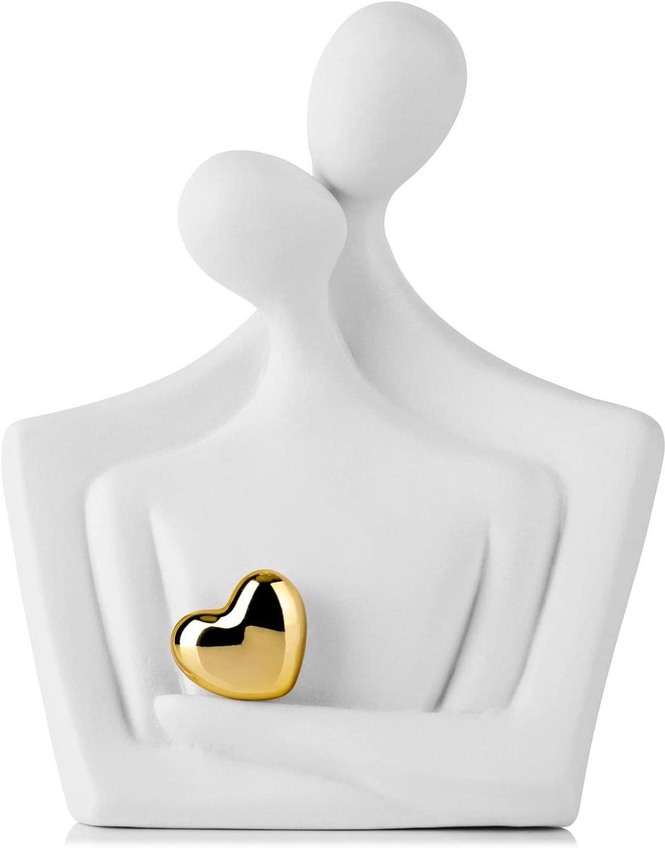 CSGoods Abstract Keramisch Minnaarsbeeld - Wit - Romantisch Standbeeld voor Woondecoratie