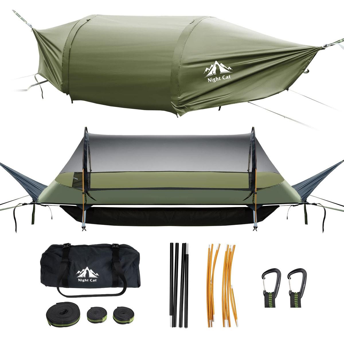 Hängematte Zelt Hängezelt Campingzelt - Flache Bodenform - 1 Person - Wasserdicht - Camouflage