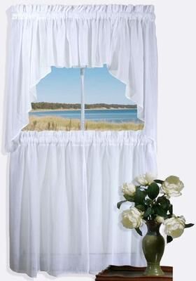 Ricardo Trading Llc Sea Glass II Tailored Tier Pair, 55 x 36, Eggshell