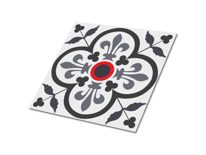 Tulup Selbstklebende Wandfliesen 9 Stück 30x30 cm - Blumen und königliche Motive, Grau, Quadratisch, 30x1.6x30 cm, Tapeten & Wandverkleidungen, Wandtattoos & Sticker