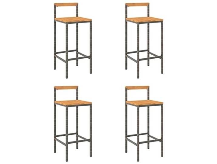 HKLGBVCR Barhocker, 4-teilig, Polyrattan, massives Akazienholz Polyrattan, pulverbeschichteter Stahlrahmen, integrierte Fußstütze, einfache Montage, Verwendung im Innen- und Außenbereich