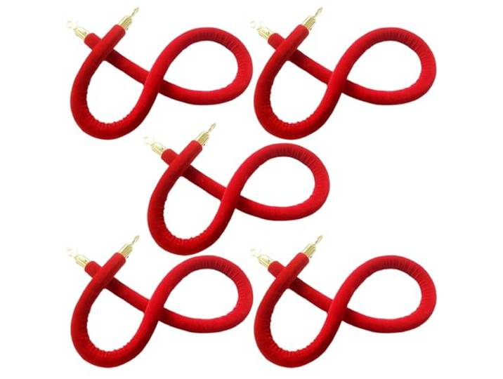 Luxuriöses Rungenseil aus Samt mit goldenen Haken zur Kontrolle von Menschenmengen – Teppicheingang(5 Pack 250cm/98in)