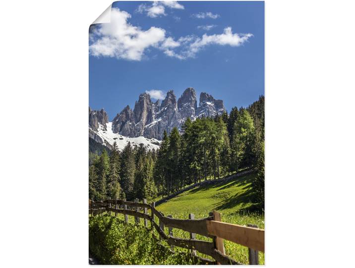 Poster ARTLAND Villnösstal mit Dolomiten, Südtirol , grün (farbe bild(er): grün), B:40cm H:60cm, Bilder, Poster, ohne Rahmen