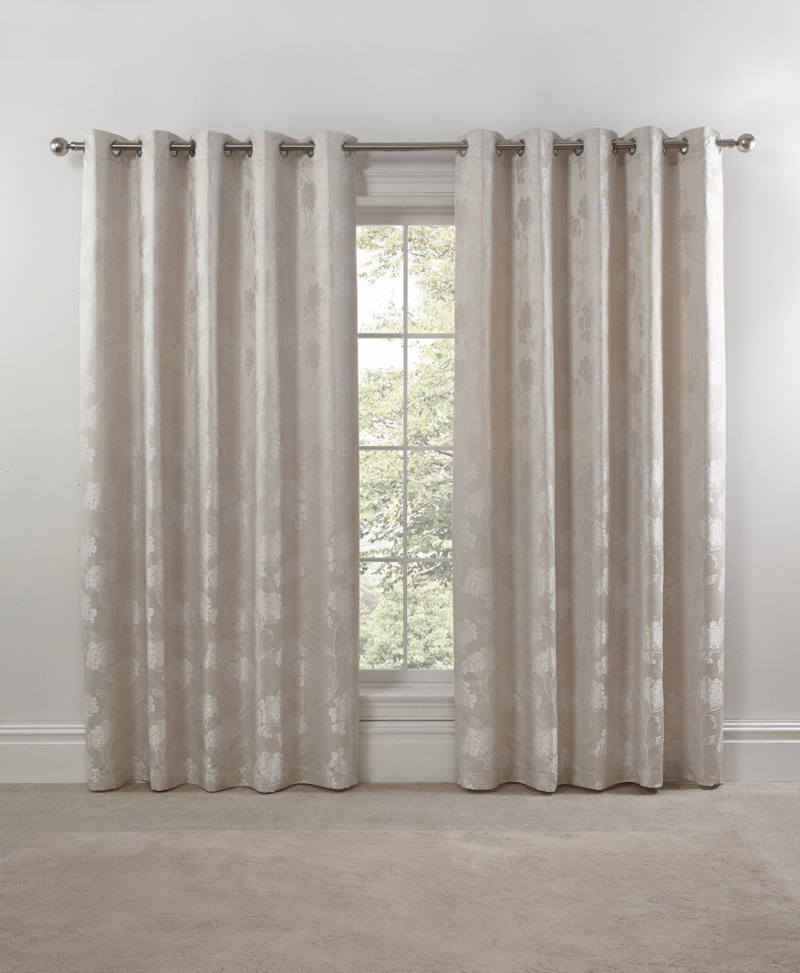 Mercer41 Blossom Eyelet Room Darkening Curtains Cream 228 W x 228 D cm