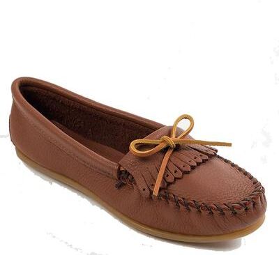 Minnetonka Deerskin Kilty - Womens 10 Tan Slip On Medium