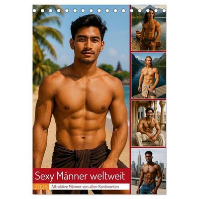 Sexy Männer weltweit (Tischkalender 2026 DIN A5 hoch), CALVENDO Monatskalender