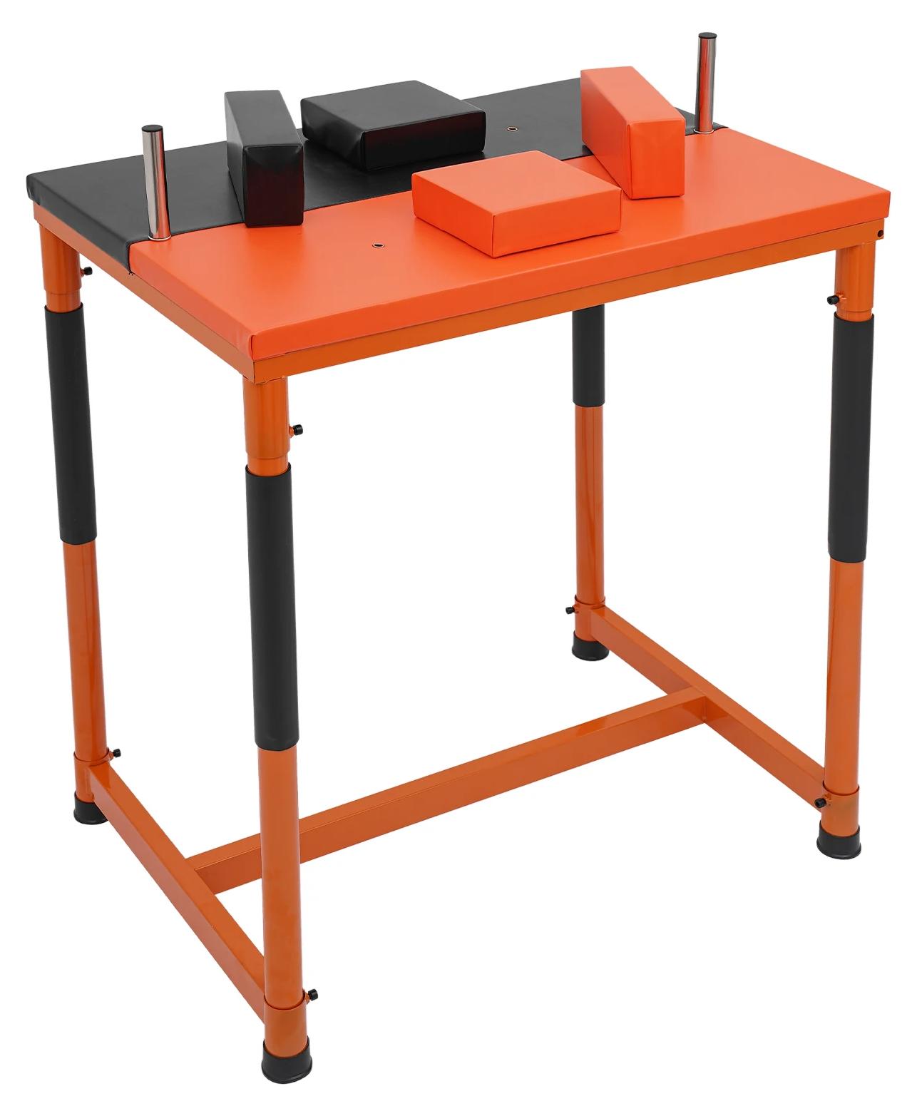 Armwrestling Tisch Armdrücken Tisch - Profi Wettkampftisch - Training & Heimstudio - Stahlrahmen - bodenstehend - 90x65x100 cm - Schwarz Orange