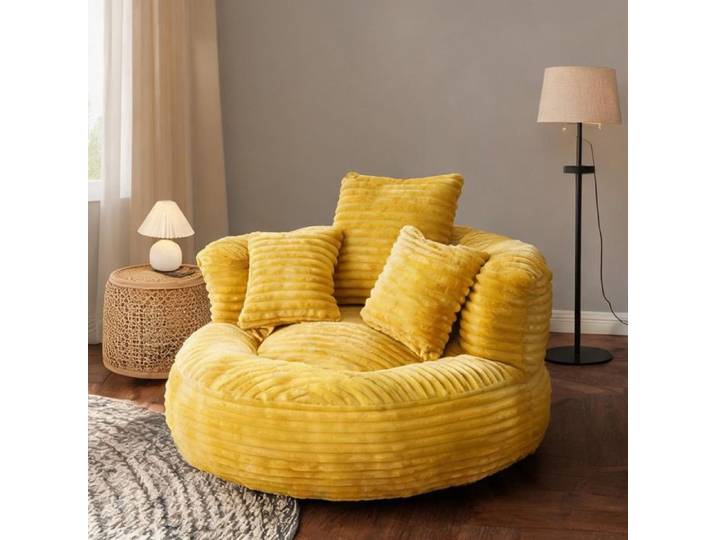 1 place yellow-toned velours corduroy fauteuil canapé relax surdimensionné pour salon et détente