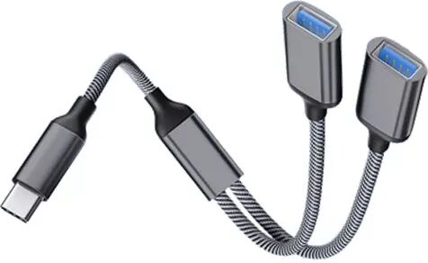 INF Typ-C-auf-Dual-USB-2.0-Adapter Grau