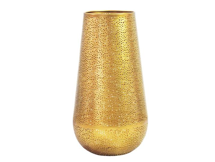 Livetastic Dekovase, Goldfarben, Metall, rund, 25x47x25 cm, stehend, zum Stellen, handgemacht, Dekoration, Vase, Metallvase