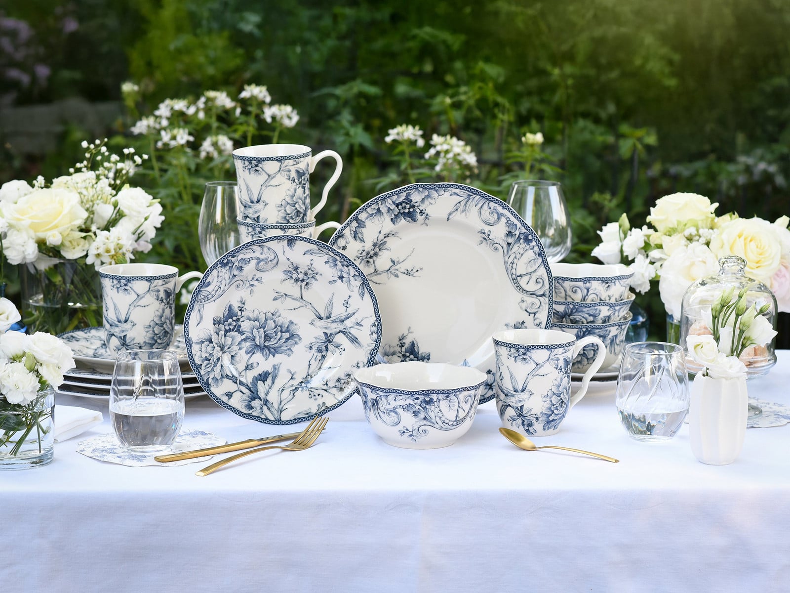home24 Serviesset Adelaide 16-delig blauw/donkerblauw