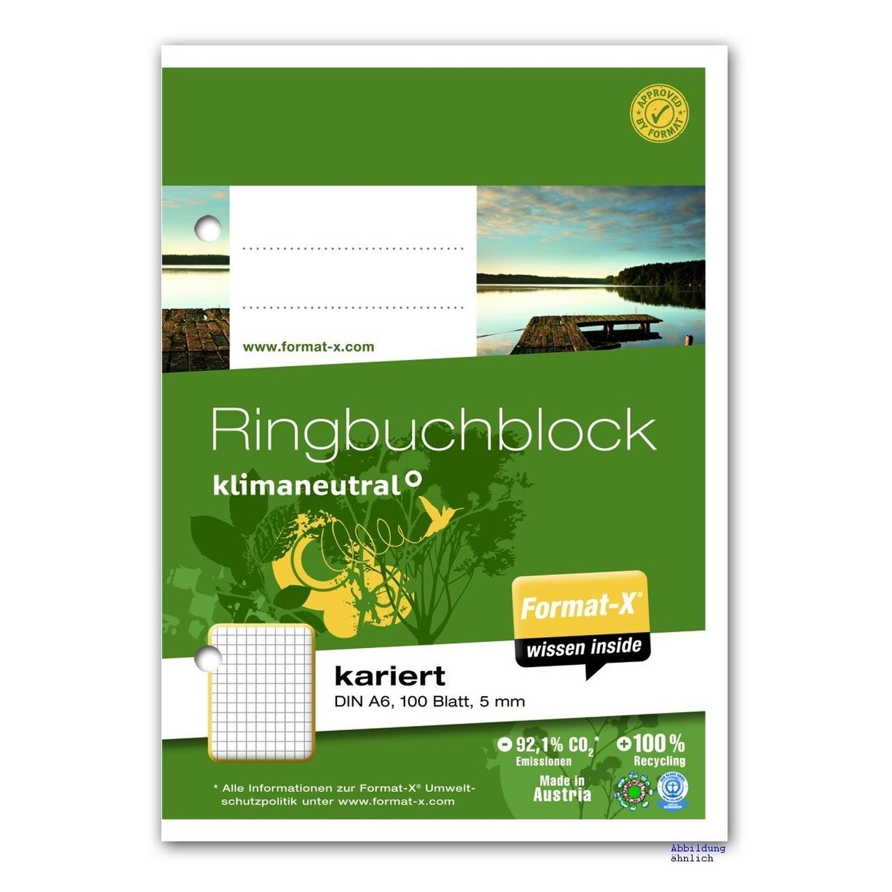 Format-x Ringbuchblock (A6, Kariert) (44390020)