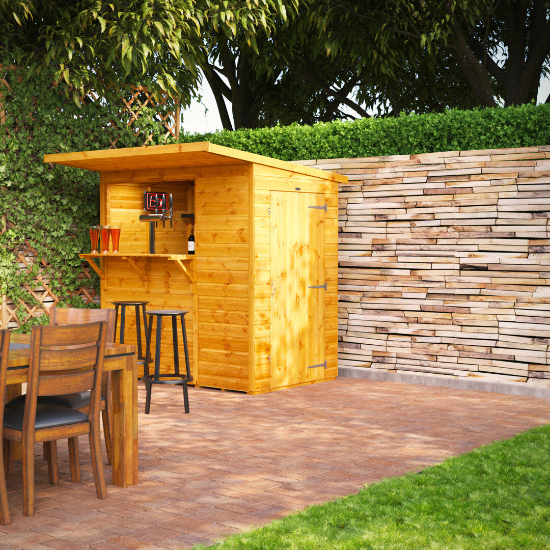 Powersheds 6 x 4ft Timber Tongue & Groove Pub Shed Golden Brown 190.8cm W X 192.6cm D X 202.8cm H