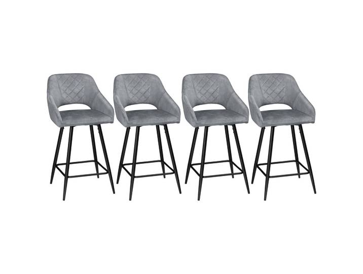 Homcom Barhocker 4Er-Set aus Polyester Grau, 53x94x50 cm, Esszimmer, Barmöbel, Barhocker