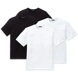 SCHIESSER Herren American T-Shirt 4er Pack - 1/2 Arm, Unterhemd, Rundhals Schwaz/Weiß / S