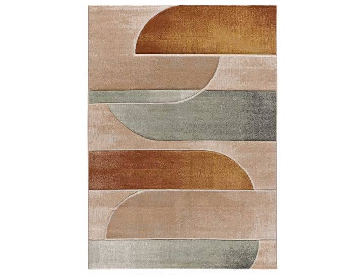 Tapis géométrique beige/rouille/vert 140x200 cm