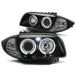 Scheinwerfer Angel Eyes passend für BMW 1er E81 E82 E87 E88 Bj. 04-11 Schwarz