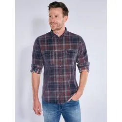 engbers Herren Cordhemd mit Vintage-Design Orange regular kariert Kent-Kragen - L