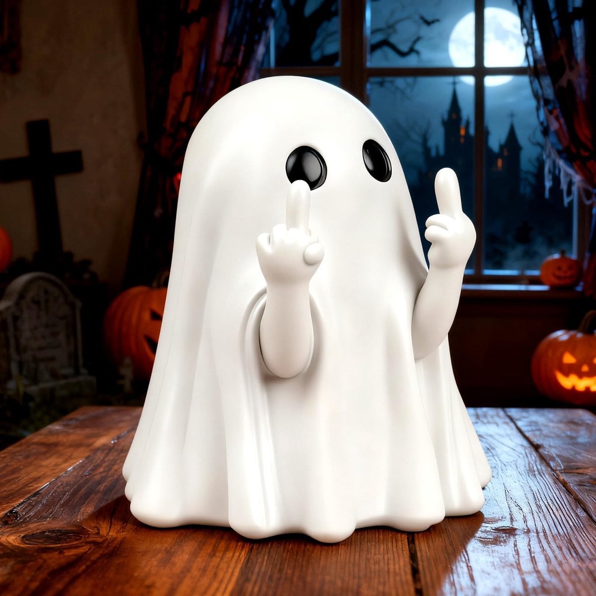 Omgoods Halloween Ghost Figurine - Grappige decoratie van hars voor op tafel