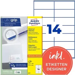 Avery Zweckform 1400er-Pack Universal Klebeetiketten »3477« weiß