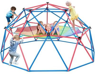 Hapfan 10FT Monkey Bar Dome Climber with Web Hammock Outdoor Playset Backyard for Kids