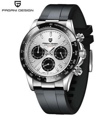 Uplifted Finds Pagani Design 40mm Quartz Watch Stainless Steel Sapphire rubber Gray