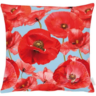 Dekokissen APELT "7702" Gr. 2, bunt (rot, blau, weiß, gemustert), B:49cm L:49cm, Baumwolle, Dekokissen_Sitzkissen_Kissenhüllen, mit Mohnblüte, Kissenhülle ohne Füllung, 1 Stück