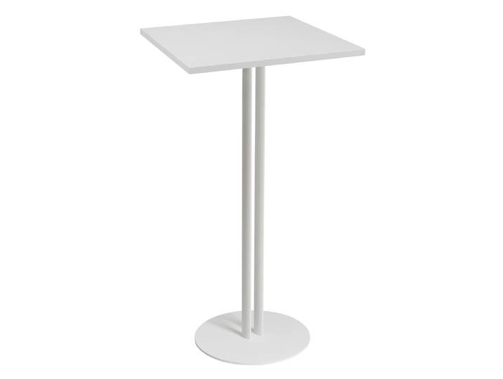 Table carrée Roxane hauteur 110 cm plateau Blanc 60 cm - Pied central métal Blanc