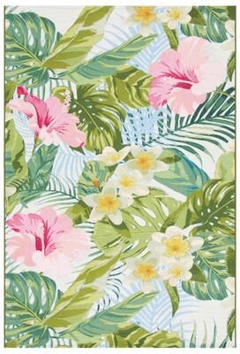 SAFAVIEH Barbados Zalja Tropical Indoor/ Outdoor Waterproof Patio Backyard Rug