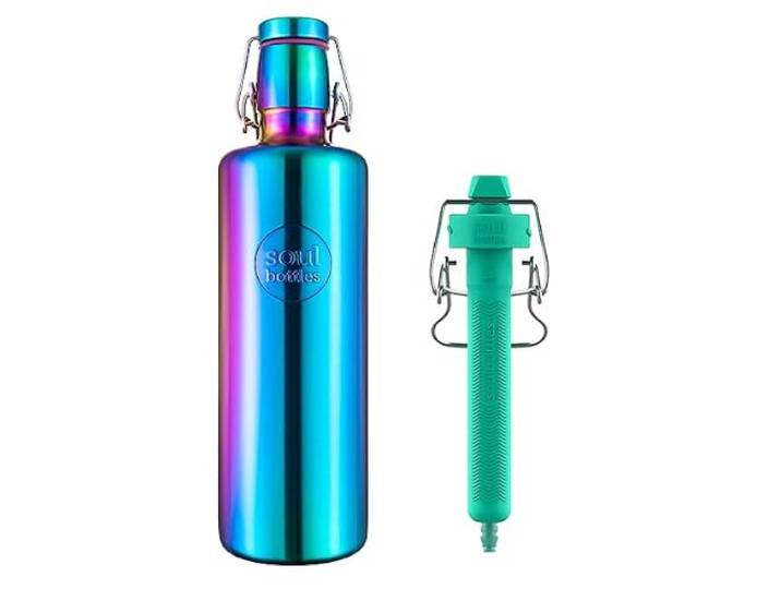 soulbottle Edelstahl-Trinkflasche 1,2 L + soulfilter Design: Utopia Mobiler Wasserfilter Plastikfrei, federleicht & auslaufsicher Für sauberes Trinkwasser unterwegs