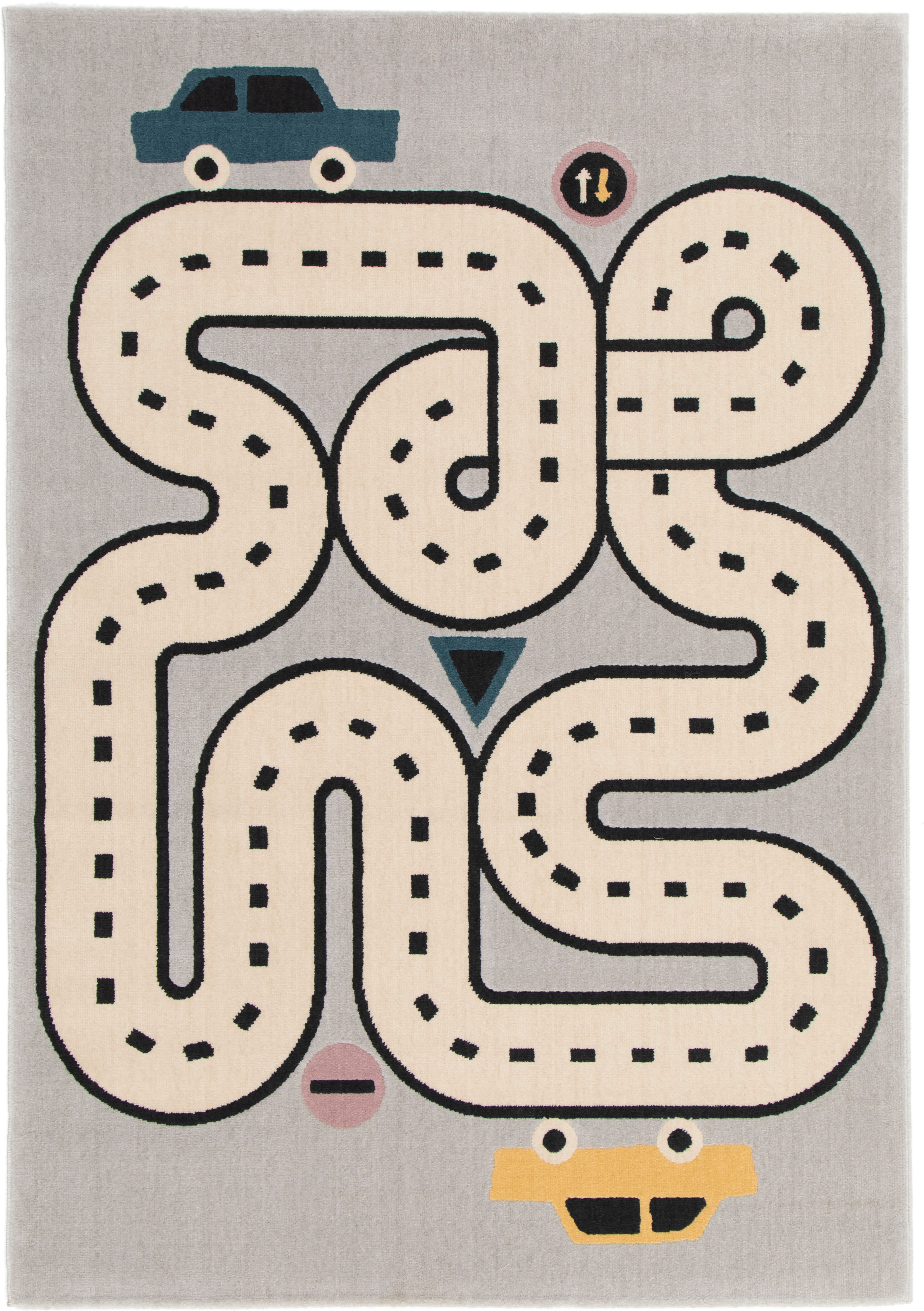 Kinderteppich "COCOON - Stadtentdecker", grau (hellgrau,beige,gelb), B:120cm H:6mm L:170cm, Polypropylen, PRIMAFLOR-IDEEN IN TEXTIL, Teppiche, Kinderteppich, Kurzflor, Spielteppich, Motiv Strasse hellgrau,beige,gelb B : 120cm 1 Stk., 6mm, L: 170cm