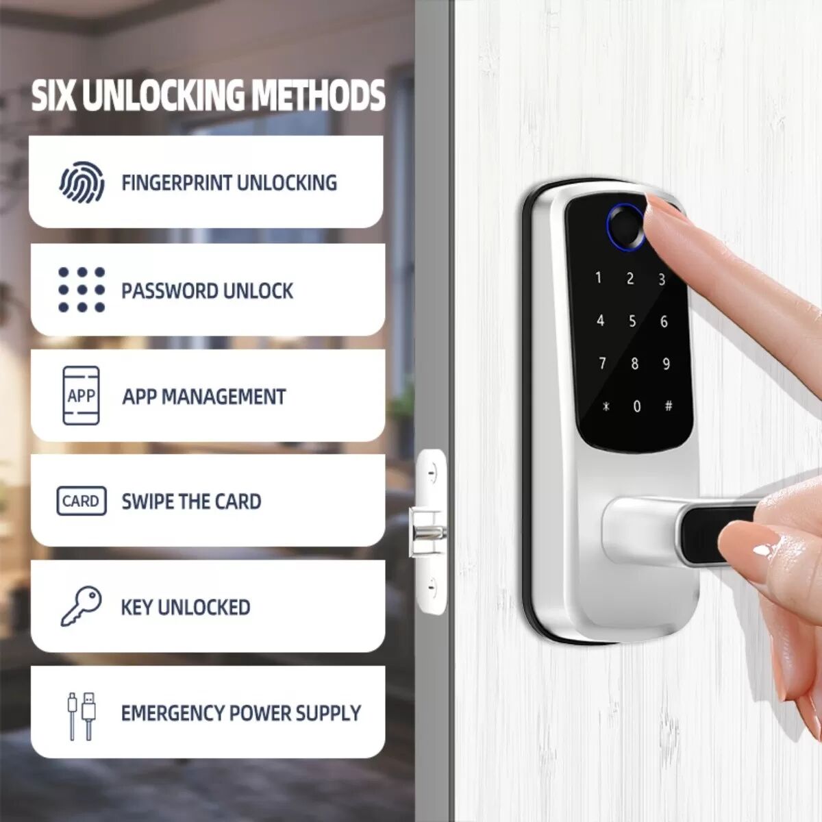 INF Serrure de porte intelligente : Empreinte digitale, mot de passe et déverrouillage à distance