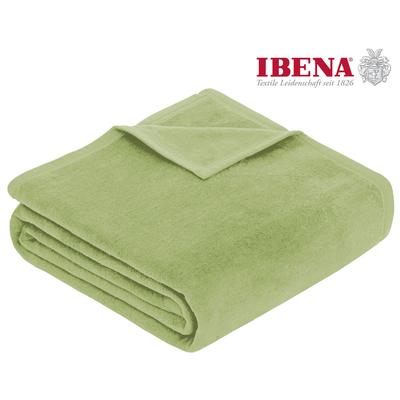 Wohndecke IBENA "Luxus", grün, B:150cm L:200cm, Baumwolle, Kunstfaser, Wohndecken, Wohndecke, verschiedene Größen, uni, Kuscheldecke, Premium, made in Europe