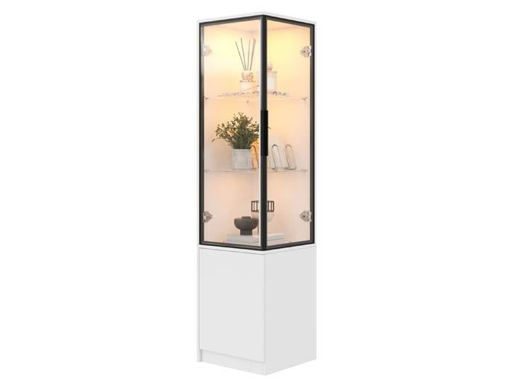 Vitrine de rangement - Meuble de salon vitrine meuble d'angle vitrine autoportante vitrine avec éclairage LED Blanc