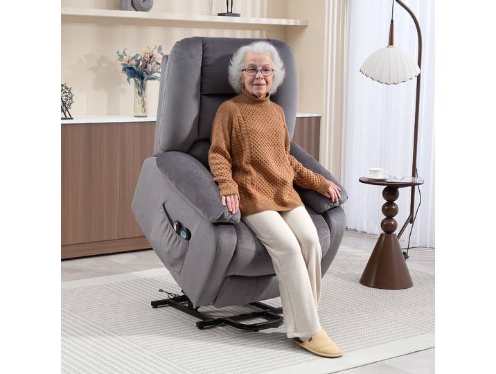 HOMCOM Fauteuil TV Massage Chaleur Aide au Lever Gris Foncé