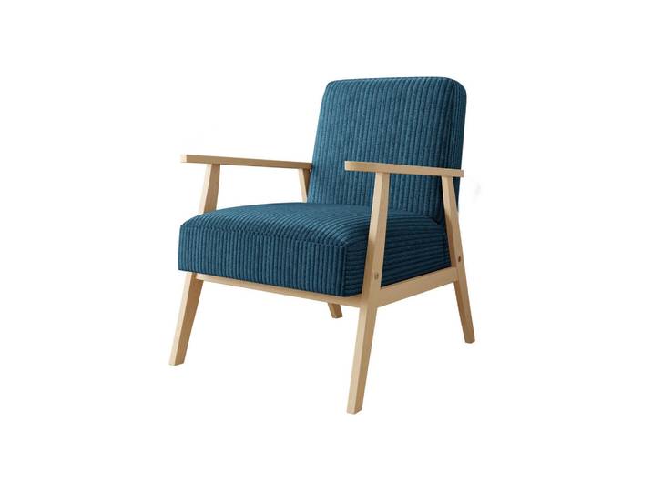 Mirjan24 Sessel Retro Cord, Blau, Holz, Kiefer, Rechteckig, 59x76x67 cm, Wohnzimmer, Sessel, Polstersessel