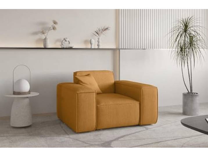 Fun Möbel Sessel Designersessel CELES Premium in Stoff Scala (Senfgelb)