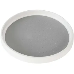 Intirilife 360 Grad Drehteller in Weiß - Grau - 29.5 x 3 cm -Rutschfeste Drehplatte für Gewürze Gewürzhalter drehbarer Organizer für den Kühlschrank