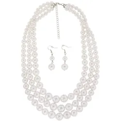 Schmuckset "Perlen", 3-teilig, creme