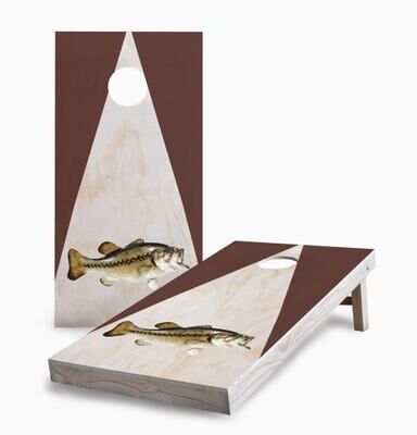 Skip's Garage Wood Bass Corn Hole Board Set w Case & Lights