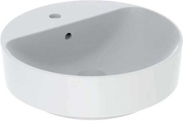 Geberit VariForm Aufsatzwaschtisch 500769012 d= 45cm, mit Hahnlochbank, Überlauf, rund, weiß