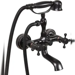 TRIZERATOP Badewannenarmatur RETRO BLACK, Duscharmatur Nostalgie