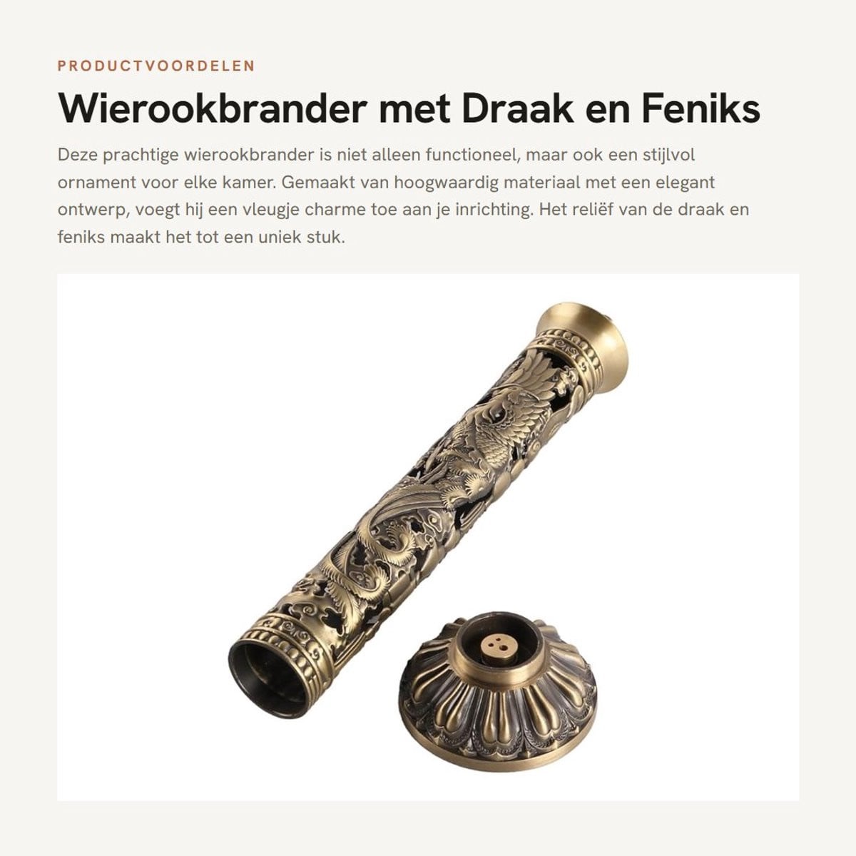 Dailygoods Wierookbrander Draak/Feniks in Bronskleur - Wierookhouder van Satijnen Messing - Retro Decoratie